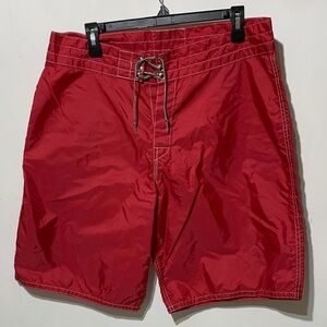 Birdwell Britches 312 Red Board Shorts 36 missing button